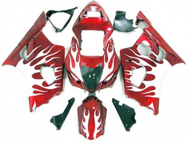 2003-2004 White and Red Flame Suzuki GSXR 1000 Fairings