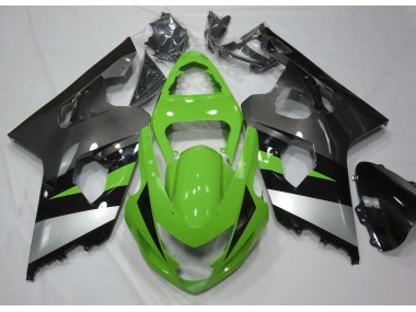 2004-2005 Green and Silver Suzuki GSXR 600-750 Fairings