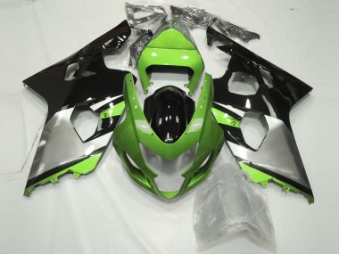 2004-2005 Light Green Silver and Black Suzuki GSXR 600-750 Fairings