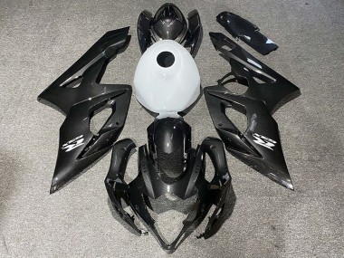 2005-2006 Carbon Fiber Style & Gloss White Suzuki GSXR 1000 Fairings