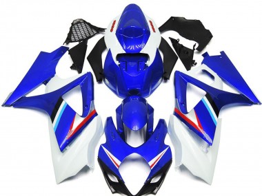2007-2008 Blue and White Gloss with Light Blue and Red Decal Suzuki GSXR 1000 Fairings
