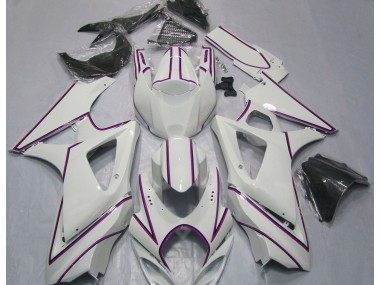 2007-2008 Gloss White Pink Pin Stripe Suzuki GSXR 1000 Fairings