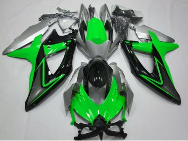 2008-2010 Green and Silver Suzuki GSXR 600-750 Fairings