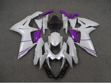 2011-2020 Pearl White and Purple Suzuki GSXR 600-750 Fairings